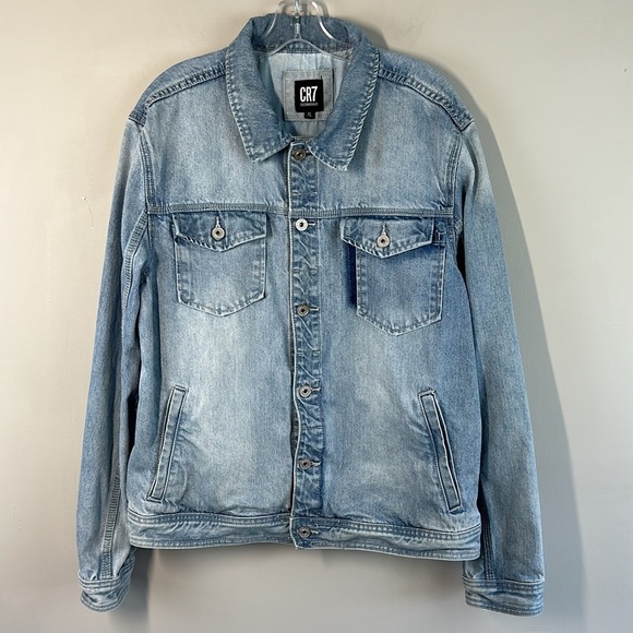 CR7 Blue Shadow Patch Trucker Jacket Size XL - Picture 1 of 16